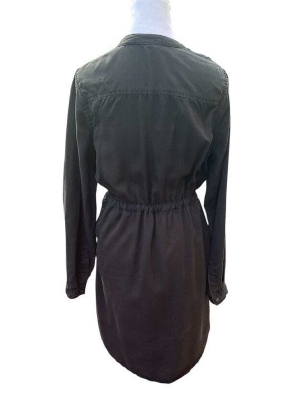 Suko Jeans Black Tencel Shirt Dress Drawstring Utility Button Front Small - Picture 5 of 8